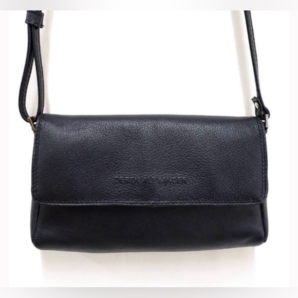 Derek Alexander small black leather flap bag with adjustable flap - Picture 4 of 8